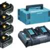 Pack 4 Batteries 6Ah BL1860 + Chargeur Double MAKITA DC18RD + Coffret Makpac - 198091-4 -Stanley Magasin 198091 4