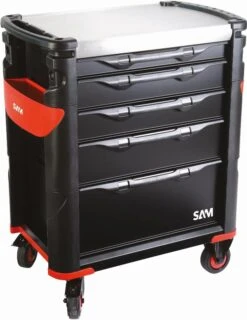 Servante Grand Volume SAM OUTILLAGE 5 Tiroirs à Plateau Inox - 415H -Stanley Magasin 415hk 01