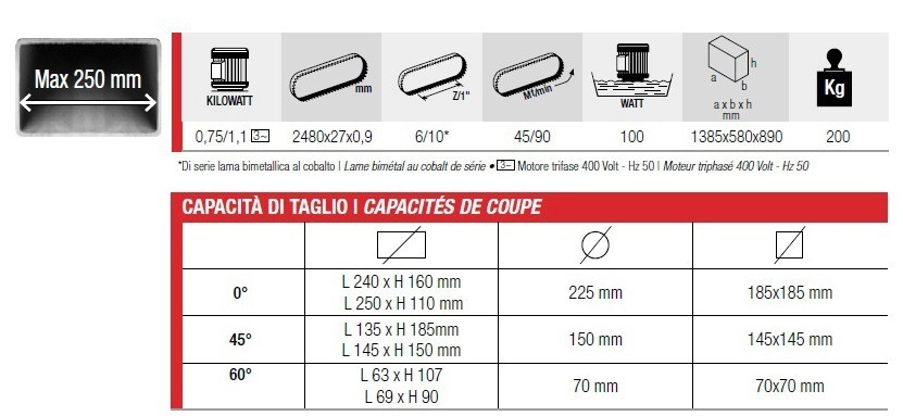 Scie à Ruban Stationnaire Métal FEMI Descente Automatique - Coupe Max. 225mm - N251DAXL 4 Scie à Ruban Stationnaire Métal FEMI Descente Automatique - Coupe Max. 225mm - N251DAXL – Image 2