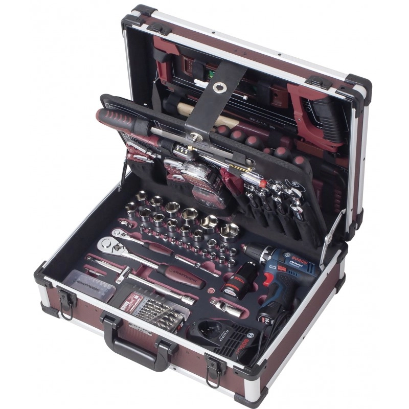 Coffret D'outils Pro-Line KRAFTWERK 264 Pièces + Perceuse Visseuse BOSCH 1/4" 1/2" - 3949 3 Coffret D'outils Pro-Line KRAFTWERK 264 Pièces + Perceuse Visseuse BOSCH 1/4" 1/2" - 3949