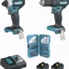 Ensemble De 2 Machines 18 V Li-Ion 5 Ah MAKITA Visseuse DTD155 + Perceuse DHP483 - 2 Batteries, Chargeur, Coffret - DLX2221TJ2 -Stanley Magasin MAK0301 1