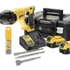Perforateur DEWALT Sans Fil - SDS-PPLUS 2 Batterie 4.0Ah, Chargeur, Coffret + 6 Forets Et 3 Burins - DCH133M2K