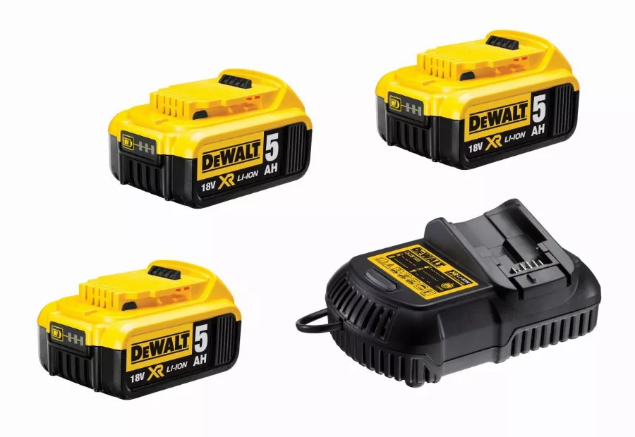Pack De Batteries DEWALT 18V 5.0Ah Li-Ion - 3 Batteries + Chargeur - DCB115P3 3 Pack De Batteries DEWALT 18V 5.0Ah Li-Ion - 3 Batteries + Chargeur - DCB115P3