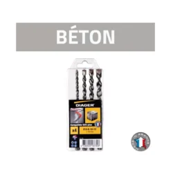 Coffrets De 4 Forets Béton DIAGER SDS-plus Twister Plus - 127B