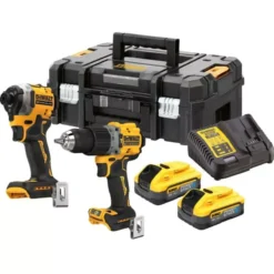 Kit 2 Outils DEWALT 2 Batteries 18V 5Ah POWERSTACK Perceuse à Percussion DCD805 + Visseuse à Chocs DCF850 - DCK2050H2T-QW