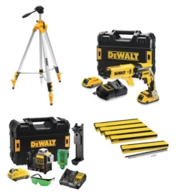 Pack Plaquiste DEWALT DCF620D2K-QW + 5x DWF4000250 + DCE089D1G-QW + DE0733-XJ - PACKPLAQUISTE
